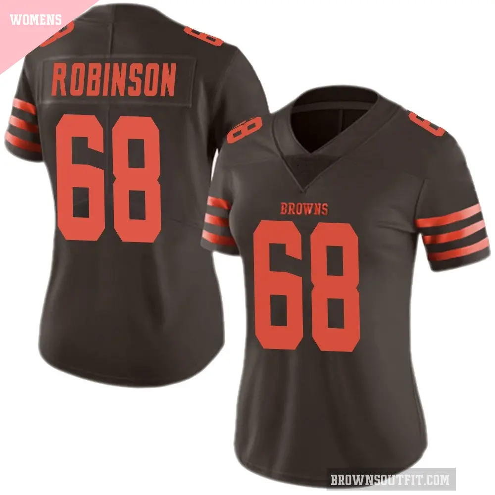 Women's Cleveland Browns ＃68 Cam Robinson Brown Limited Color Rush Jersey
