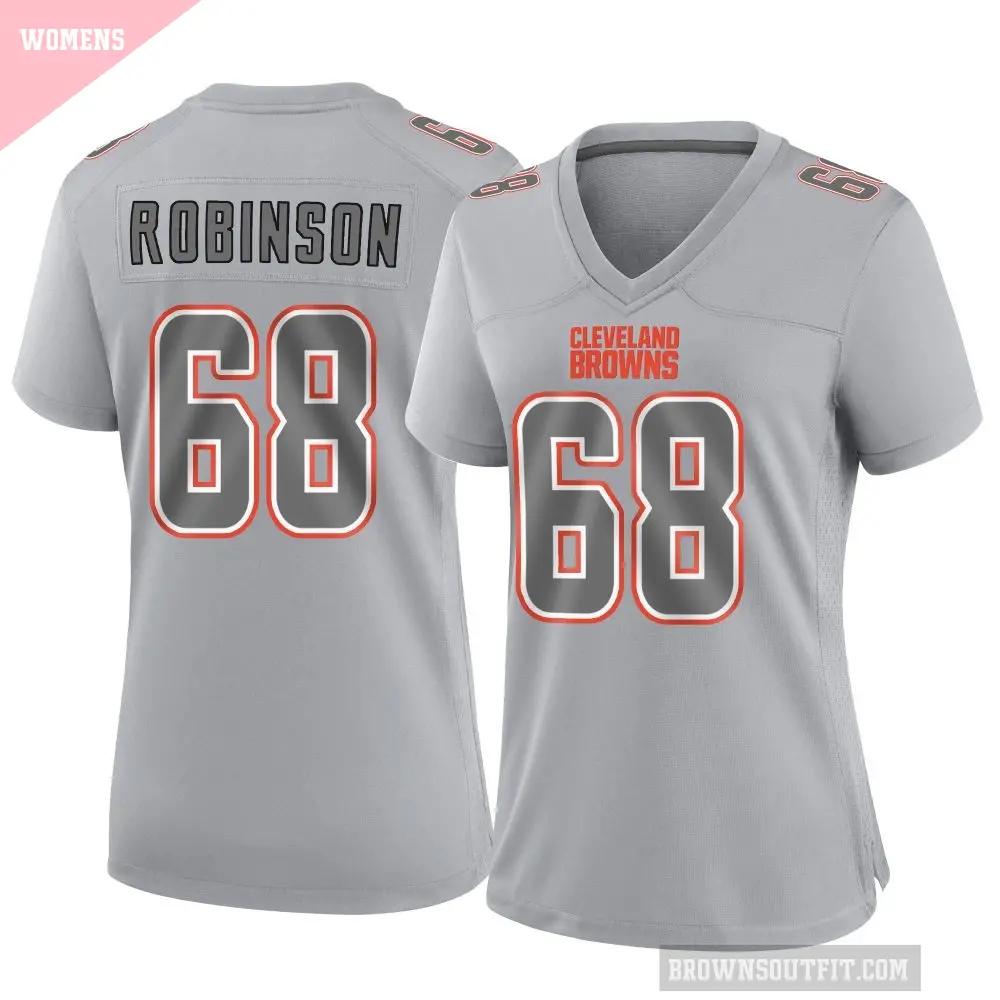 Women's Cleveland Browns ＃68 Cam Robinson Gray Game Atmosphere Fashion Jersey