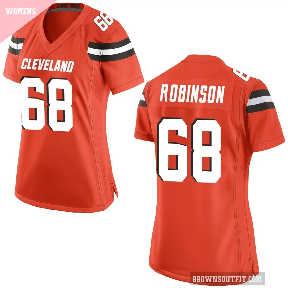 Women's Cleveland Browns ＃68 Cam Robinson Orange Game Alternate Jersey