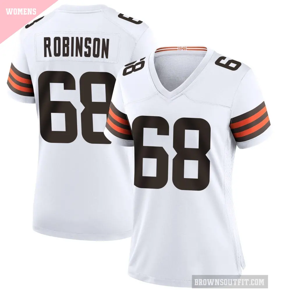 Women's Cleveland Browns ＃68 Cam Robinson White Game Jersey