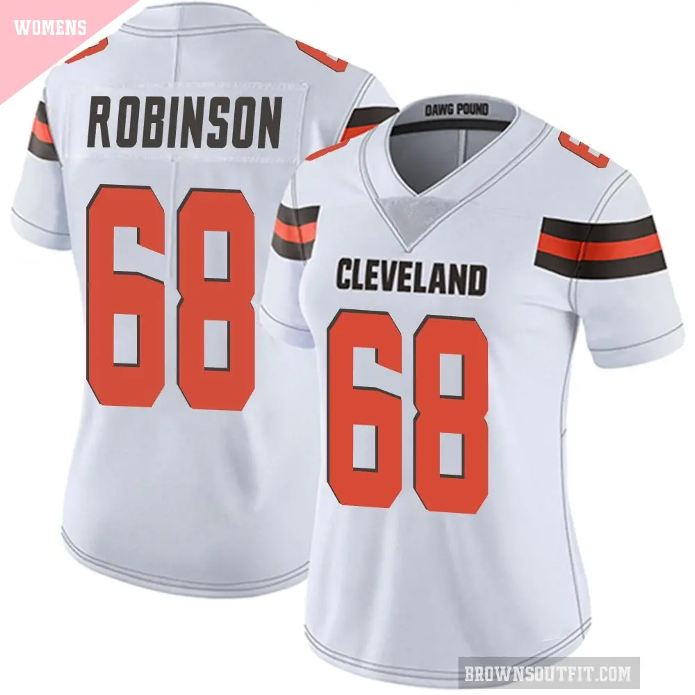 Women's Cleveland Browns ＃68 Cam Robinson White Limited Vapor Untouchable Jersey