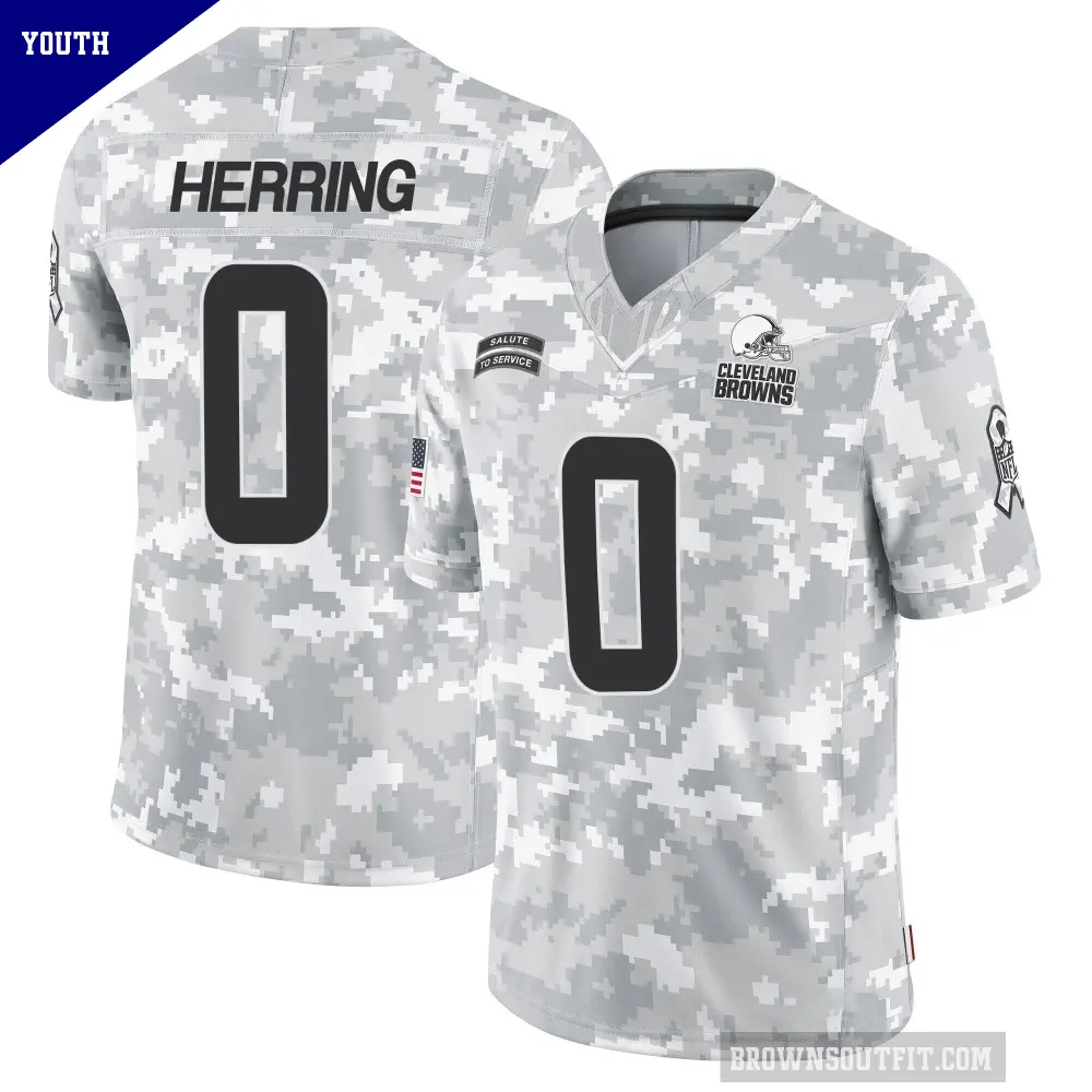 Youth Cleveland Browns ＃0 Tyron Herring Arctic Camo Limited 2024 Salute to Service Jersey