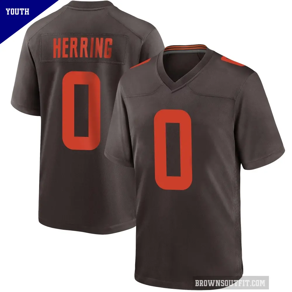 Youth Cleveland Browns ＃0 Tyron Herring Brown Game Alternate Jersey