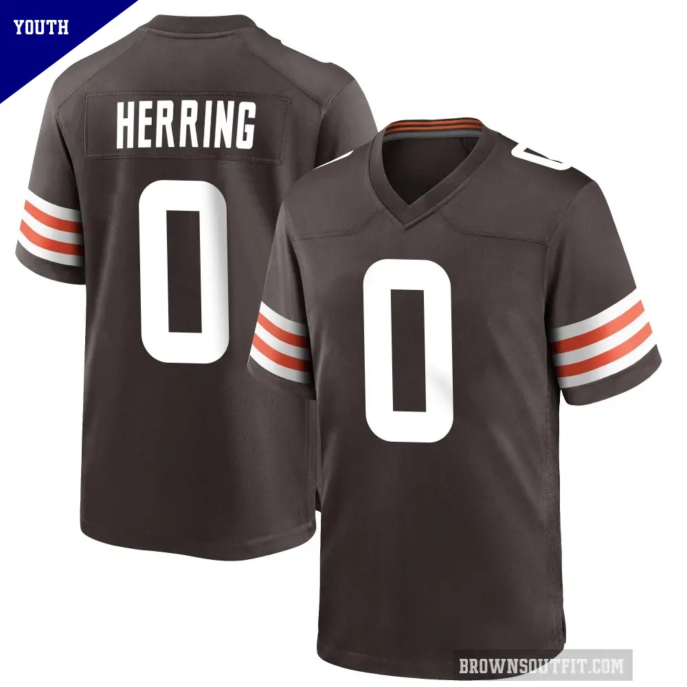 Youth Cleveland Browns ＃0 Tyron Herring Brown Game Team Color Jersey