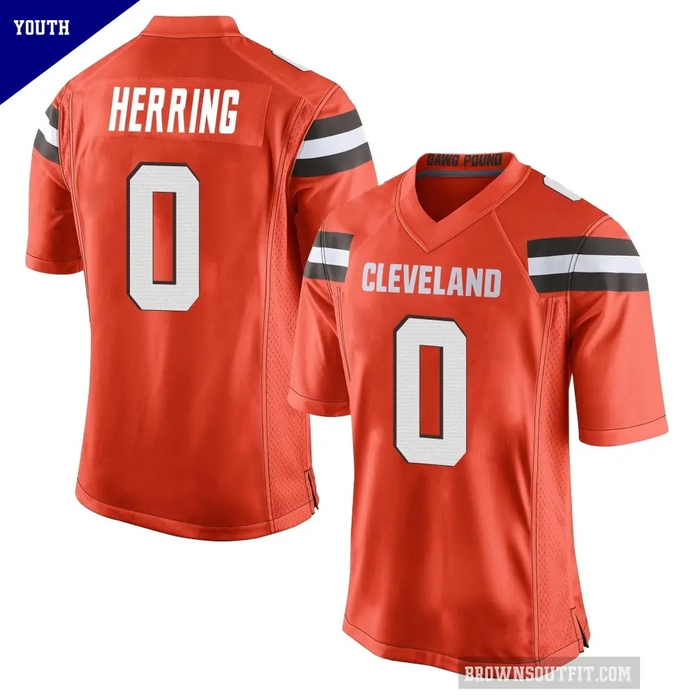 Youth Cleveland Browns ＃0 Tyron Herring Orange Game Alternate Jersey