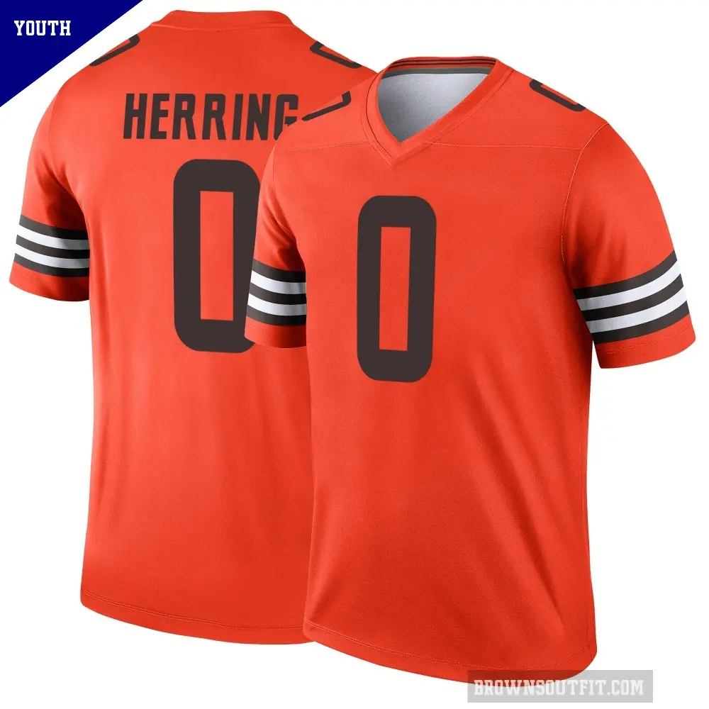 Youth Cleveland Browns ＃0 Tyron Herring Orange Legend Inverted Jersey