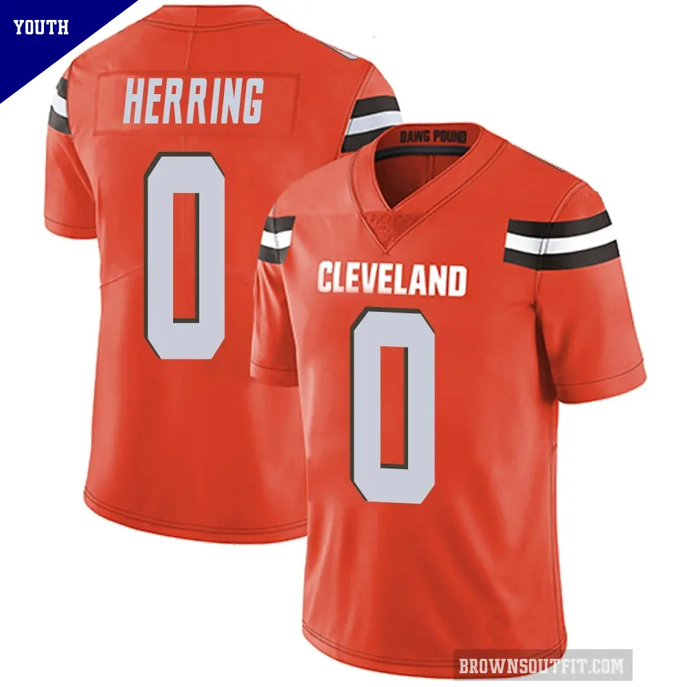 Youth Cleveland Browns ＃0 Tyron Herring Orange Limited Alternate Vapor Untouchable Jersey