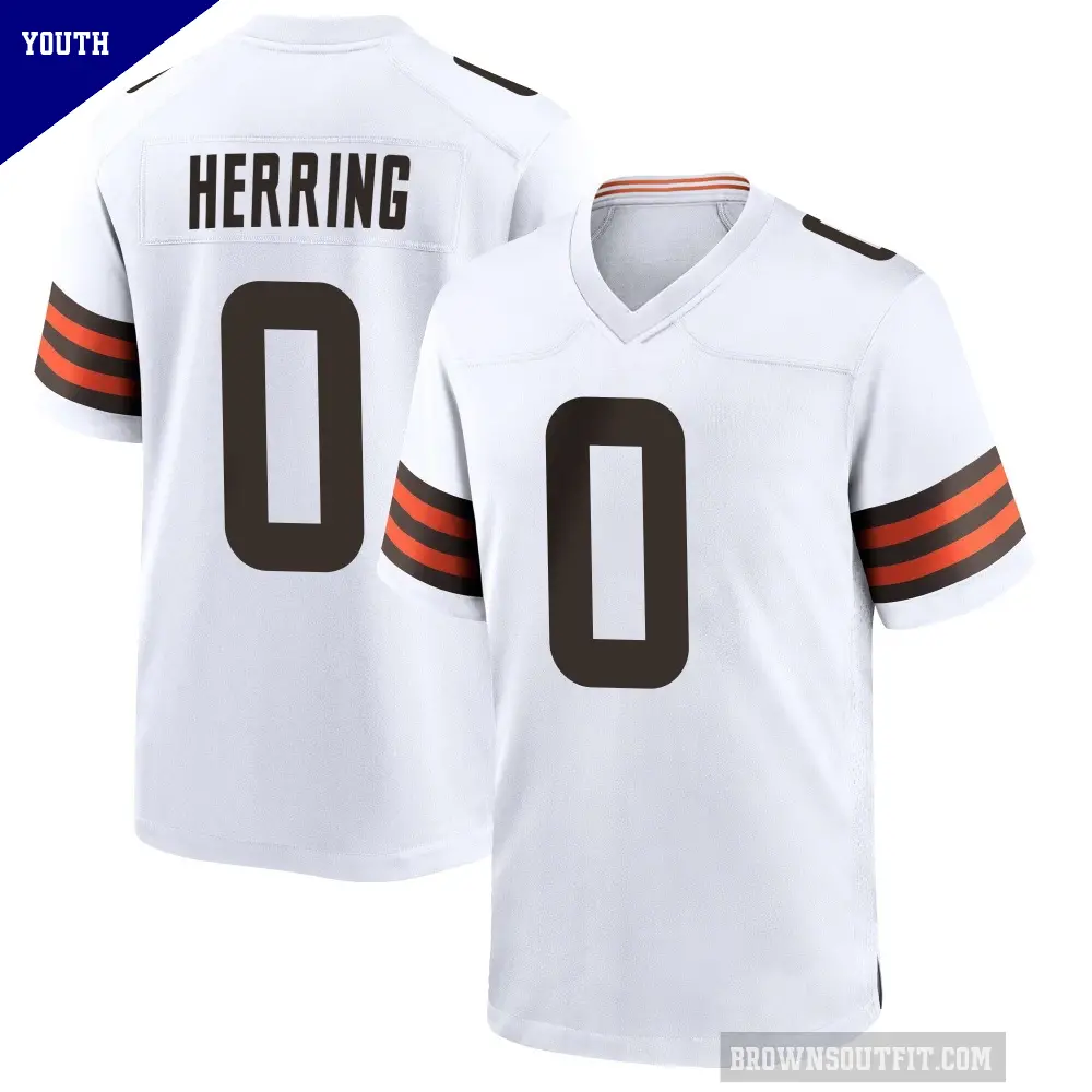 Youth Cleveland Browns ＃0 Tyron Herring White Game Jersey