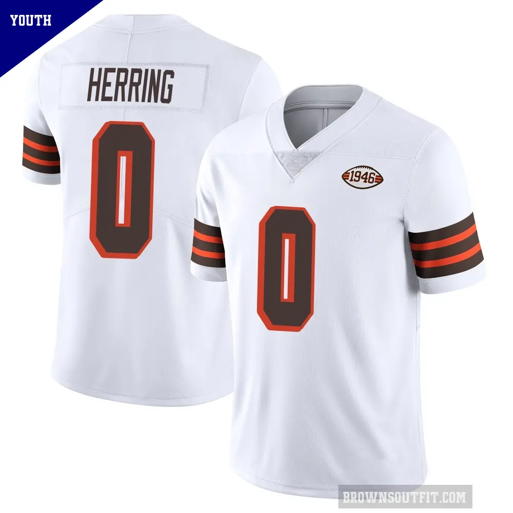 Youth Cleveland Browns ＃0 Tyron Herring White Limited Vapor 1946 Collection Alternate Jersey