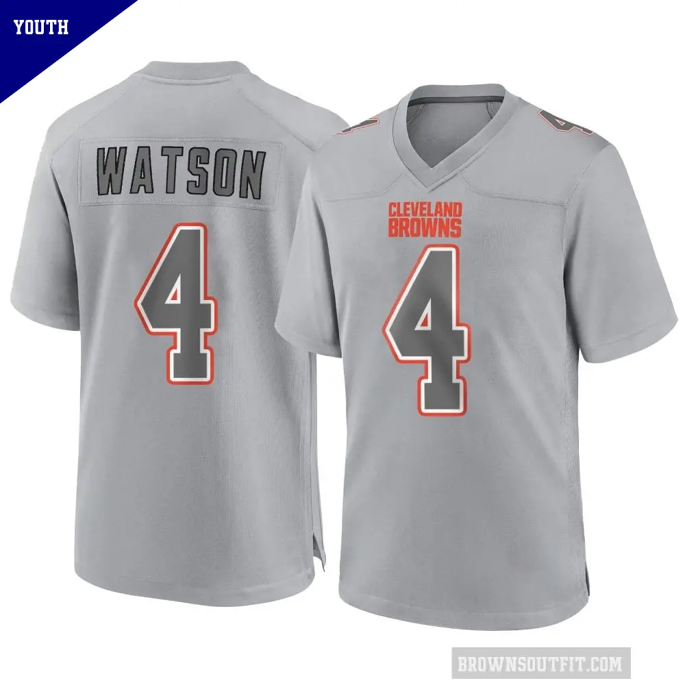 Youth Cleveland Browns ＃4 Deshaun Watson Gray Game Atmosphere Fashion Jersey