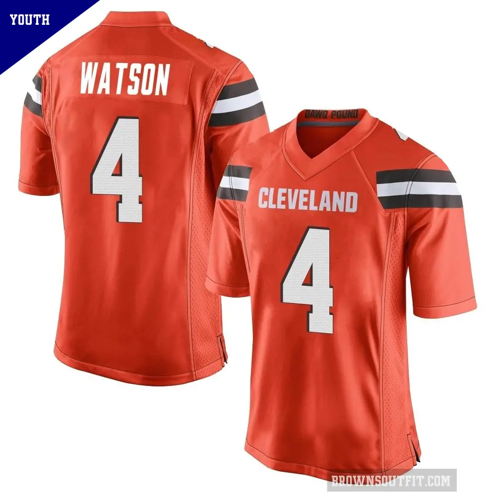Youth Cleveland Browns ＃4 Deshaun Watson Orange Game Alternate Jersey