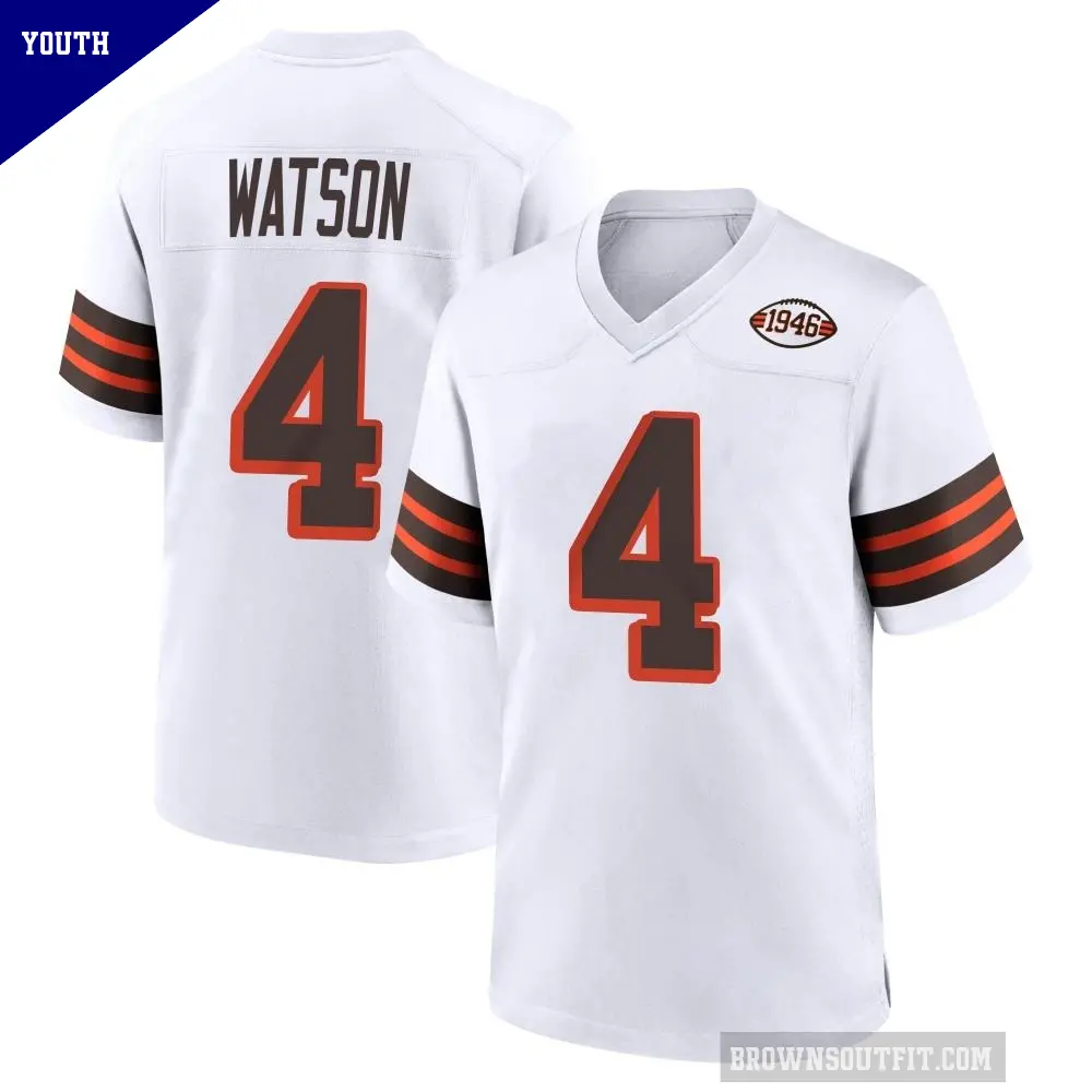 Youth Cleveland Browns ＃4 Deshaun Watson White Game 1946 Collection Alternate Jersey