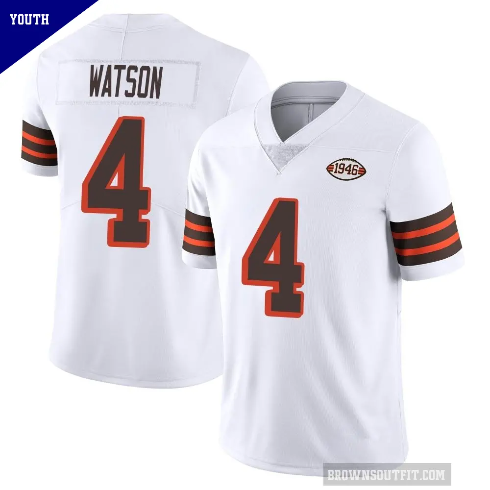 Youth Cleveland Browns ＃4 Deshaun Watson White Limited Vapor 1946 Collection Alternate Jersey