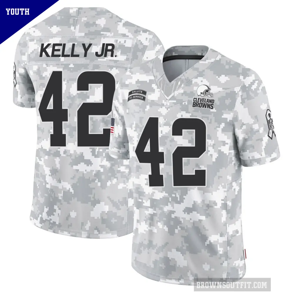 Youth Cleveland Browns ＃42 John Kelly Jr. Arctic Camo Limited 2024 Salute to Service Jersey