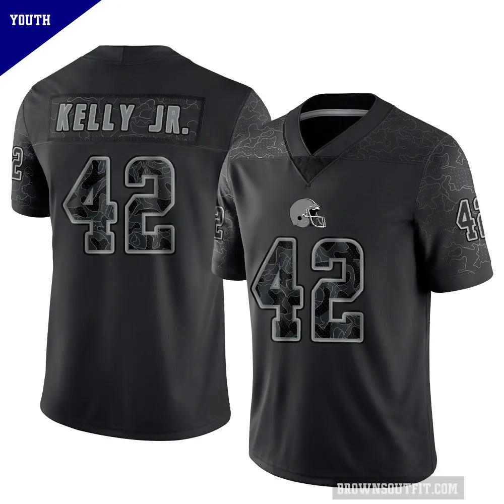 Youth Cleveland Browns ＃42 John Kelly Jr. Black Limited Reflective Jersey