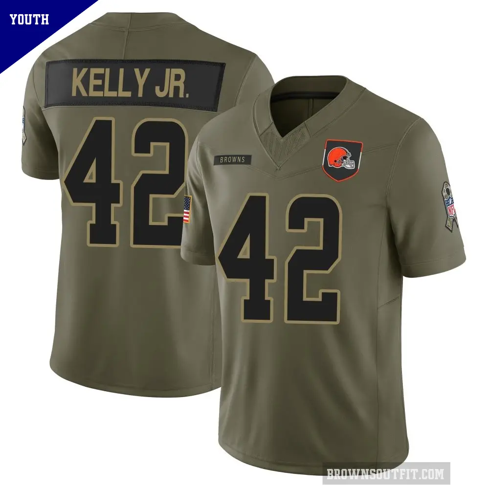 Youth Cleveland Browns ＃42 John Kelly Jr. Olive Limited 2025 Salute to Service Jersey