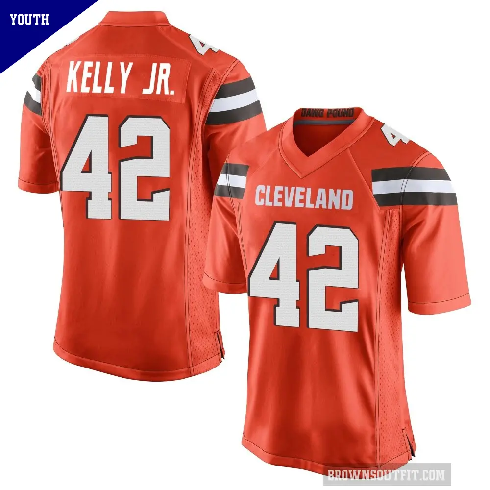 Youth Cleveland Browns ＃42 John Kelly Jr. Orange Game Alternate Jersey