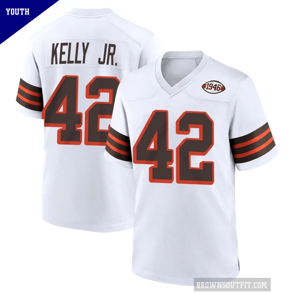Youth Cleveland Browns ＃42 John Kelly Jr. White Game 1946 Collection Alternate Jersey
