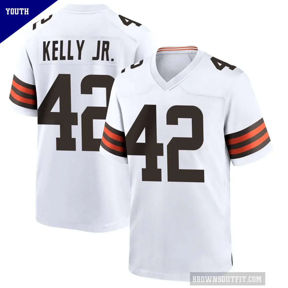 Youth Cleveland Browns ＃42 John Kelly Jr. White Game Jersey