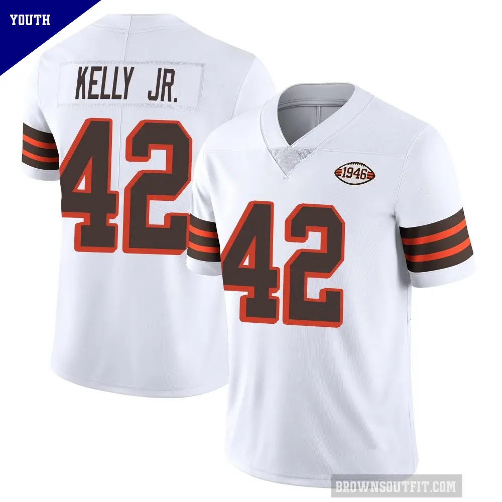 Youth Cleveland Browns ＃42 John Kelly Jr. White Limited Vapor 1946 Collection Alternate Jersey