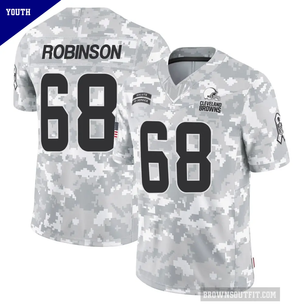 Youth Cleveland Browns ＃68 Cam Robinson Arctic Camo Limited 2024 Salute to Service Jersey