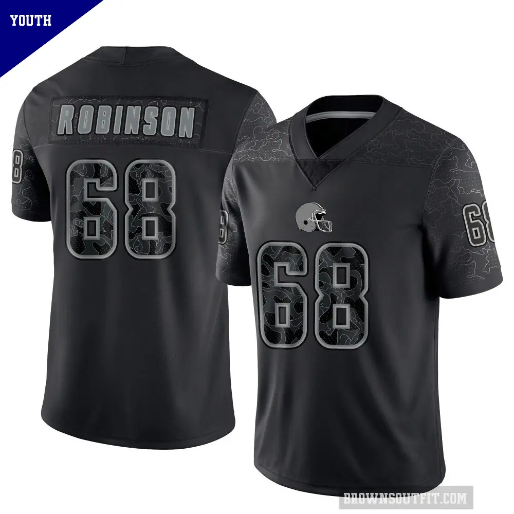 Youth Cleveland Browns ＃68 Cam Robinson Black Limited Reflective Jersey