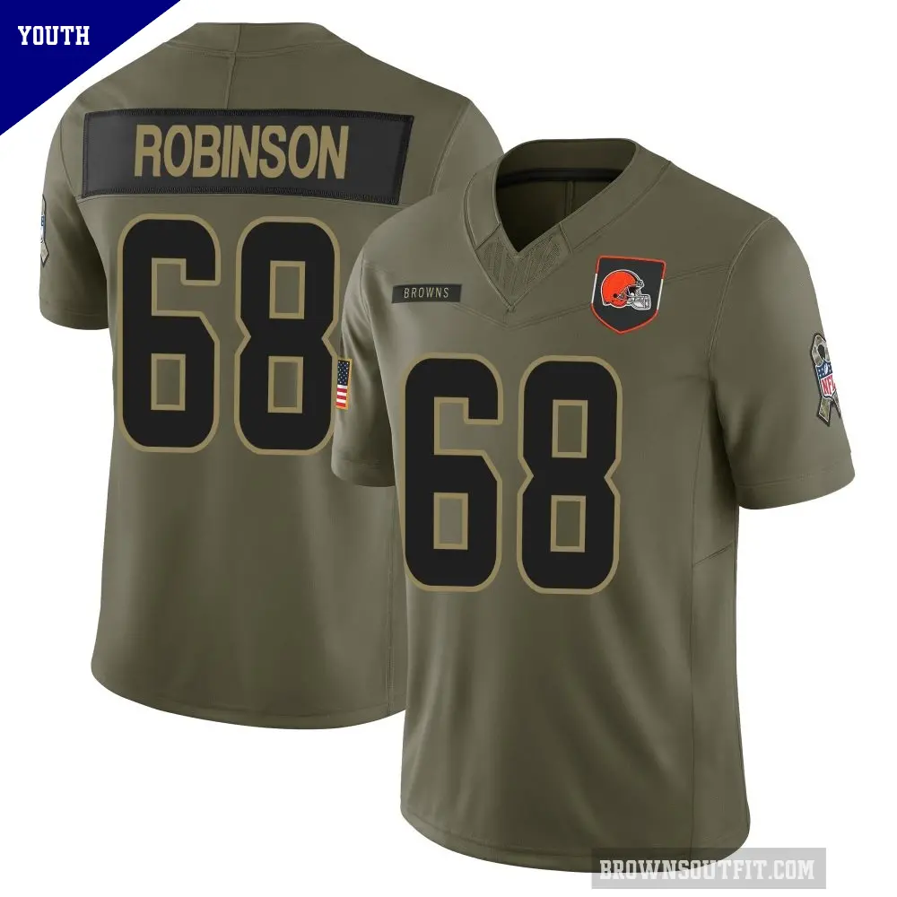 Youth Cleveland Browns ＃68 Cam Robinson Olive Limited 2025 Salute to Service Jersey