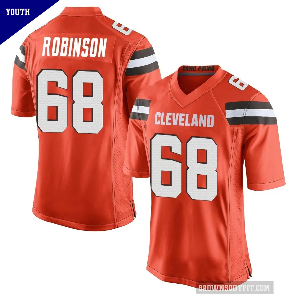 Youth Cleveland Browns ＃68 Cam Robinson Orange Game Alternate Jersey