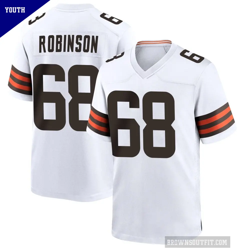 Youth Cleveland Browns ＃68 Cam Robinson White Game Jersey