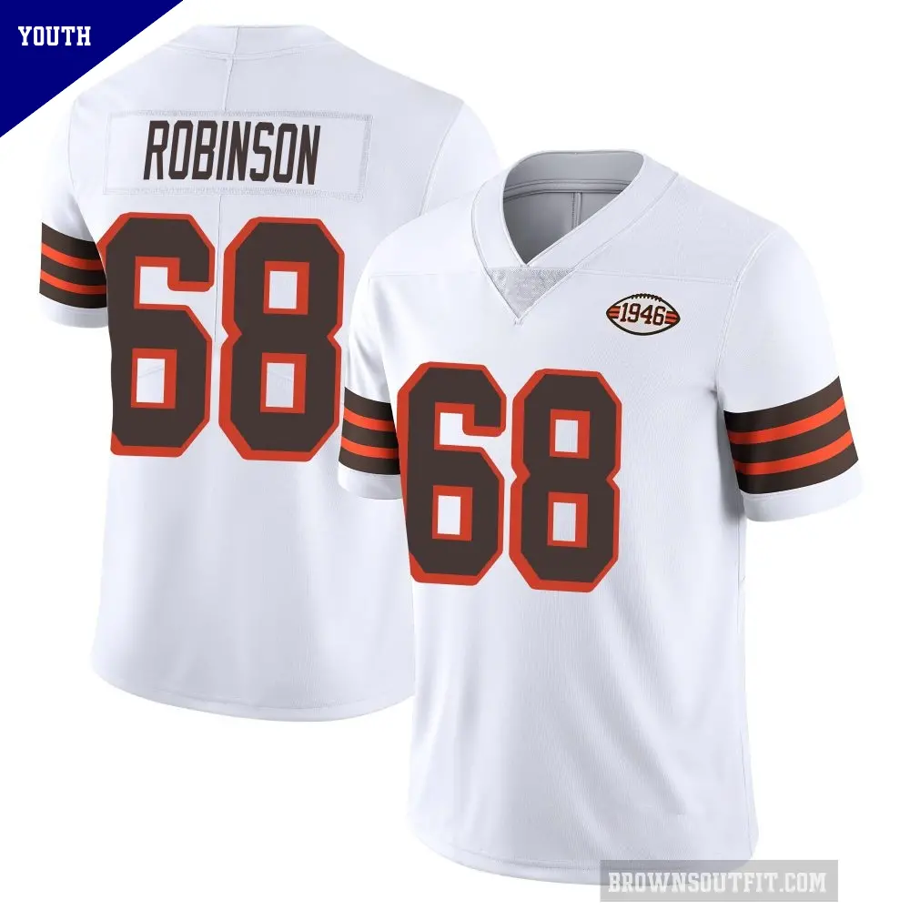 Youth Cleveland Browns ＃68 Cam Robinson White Limited Vapor 1946 Collection Alternate Jersey